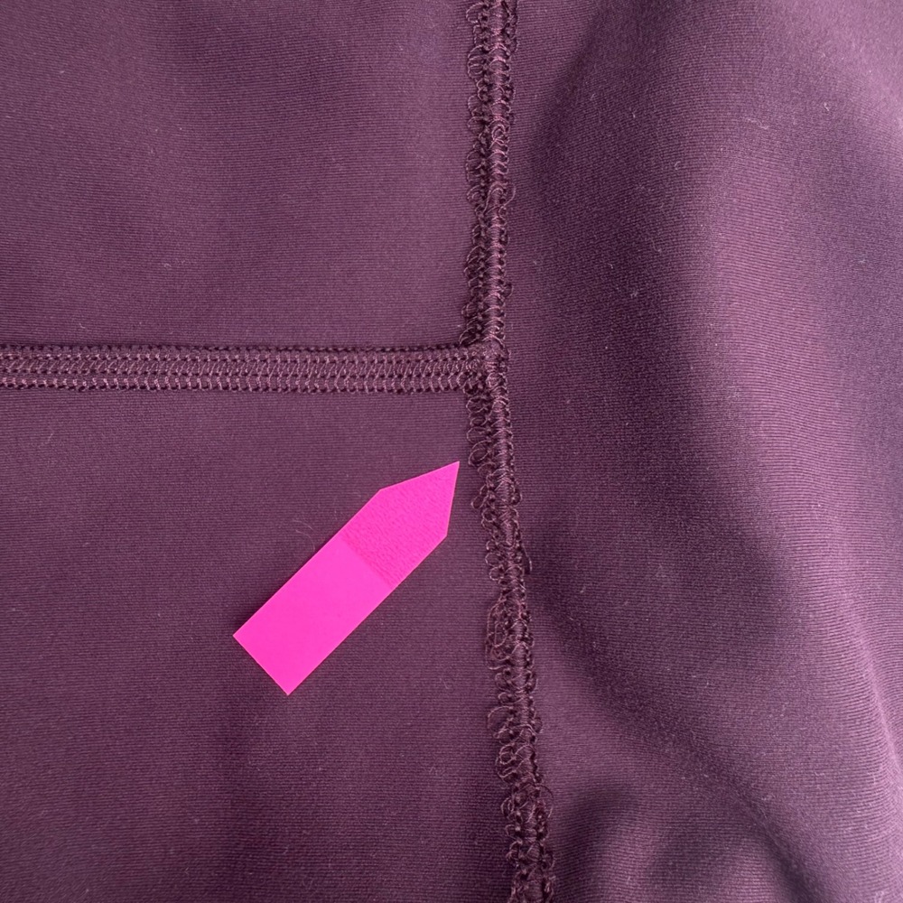 Lululemon Leggings Women 12 Burgundy High Rise Side Pockets 25 Inseam LW5EPSS - Picture 6 of 8